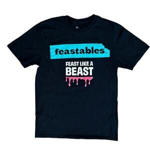 MrBeast Feastables Official Graphic Tee Black Medium Double-Sided 100% Cotton